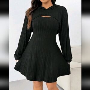 Elegant Black Ribbed Dress